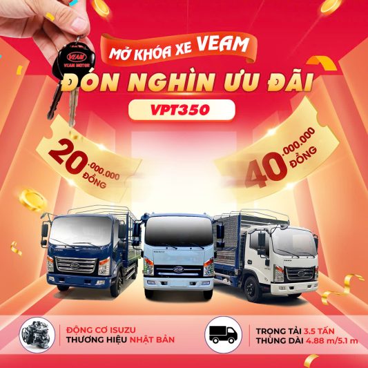 Nhận ưu đãi đến 40 triệu cho xe Veam VPT350 trong tháng 10