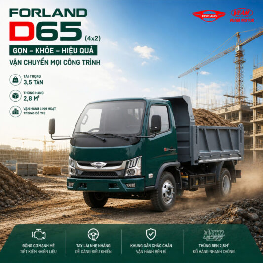 XE BEN CHẠY PHỐ GIÁ TỐT: VEAM FORLAND D65 (3.5 TẤN - 2.8 KHỐI)