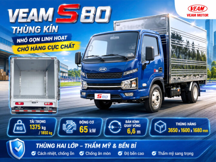 VEAM S80 – Nội thất tiện nghi như xe du lịch, tối ưu cho mọi hành trình
