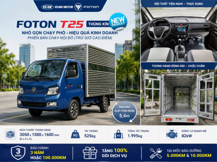 FOTON T25 THÙNG KÍN – NHỎ GỌN CHẠY PHỐ, HIỆU QUẢ KINH DOANH